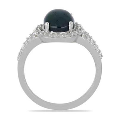 BUY STERLING SILVER  STAR SAPPHIRE GEMSTON  HALO RING
